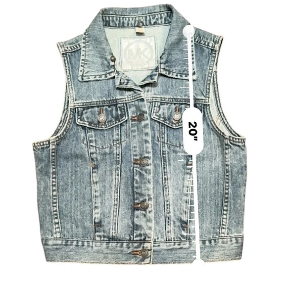 Michael Michael Kors Blue Denim Vest SZ S  Iconic Logo - Picture 3 of 9